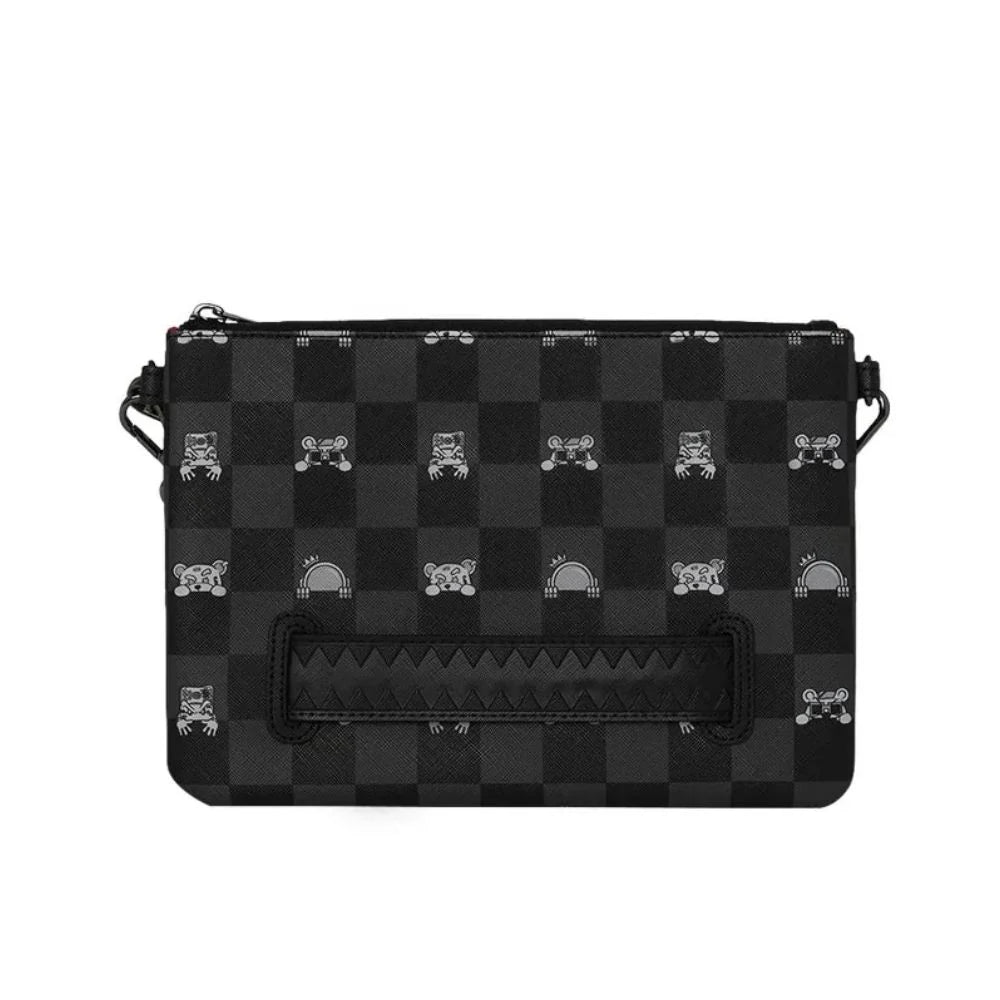 Sprayground Pochette Peeking Character Check Grey