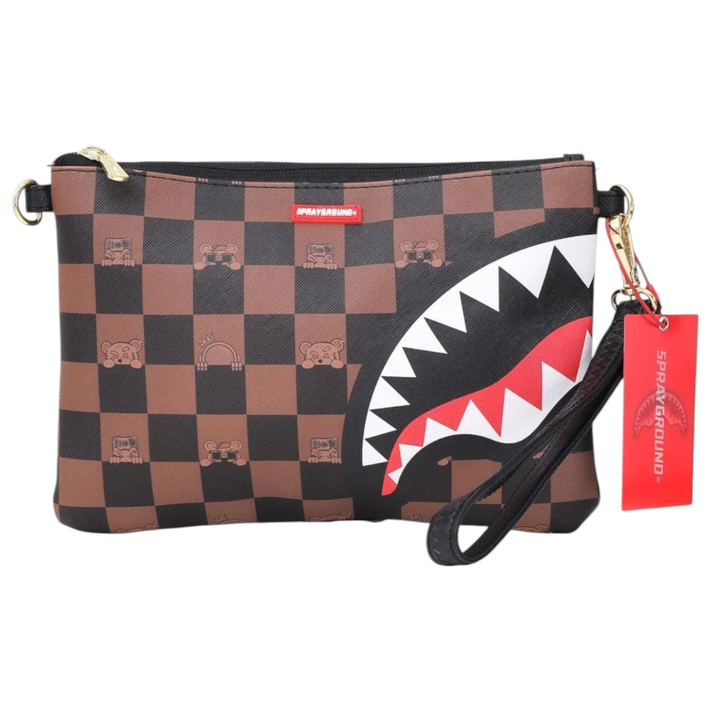 【Sprayground】Pochette Peeking Character Check Brown_20Black049685-