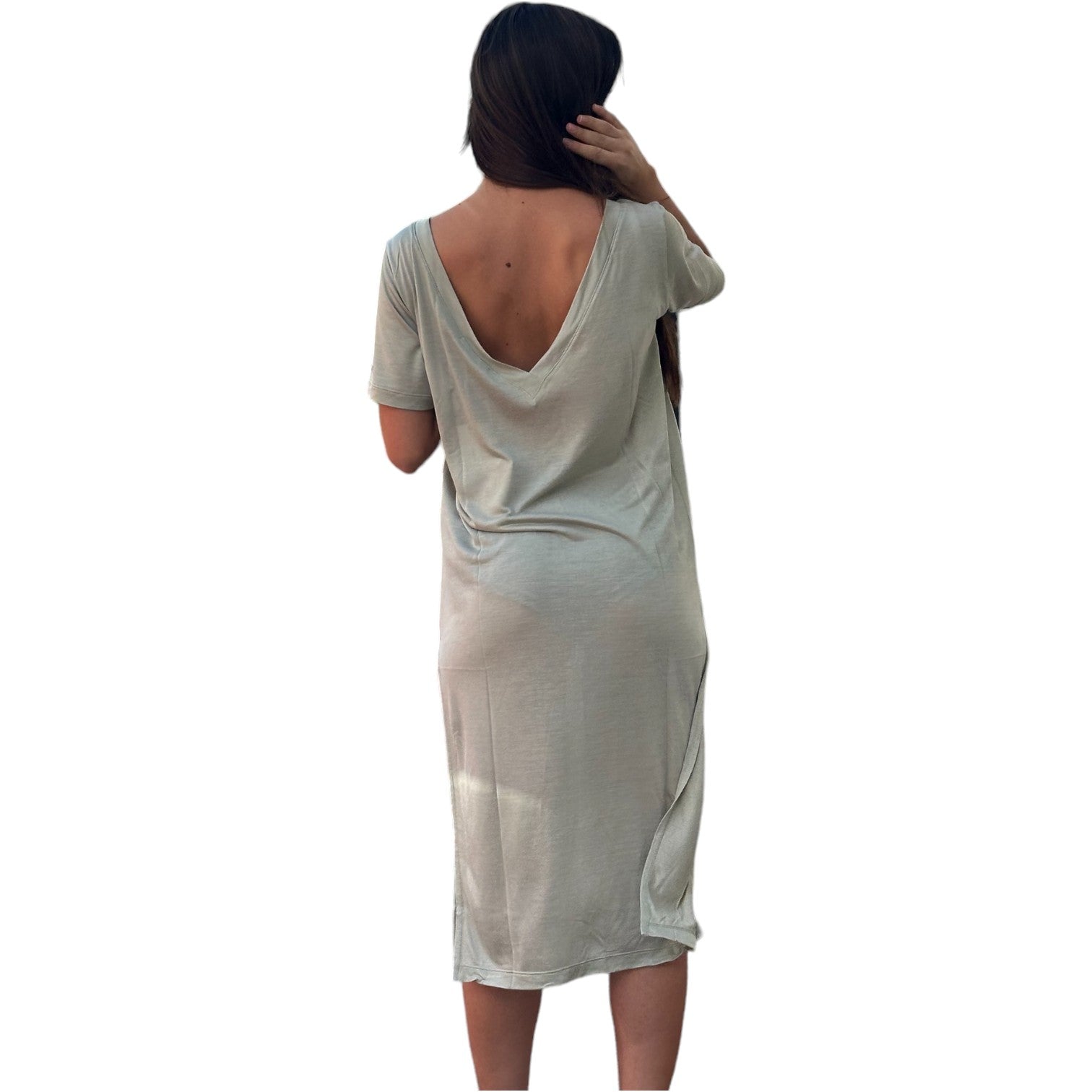 HINNOMINATE Abito Lungo In Micromodal Con Scollo a V donna