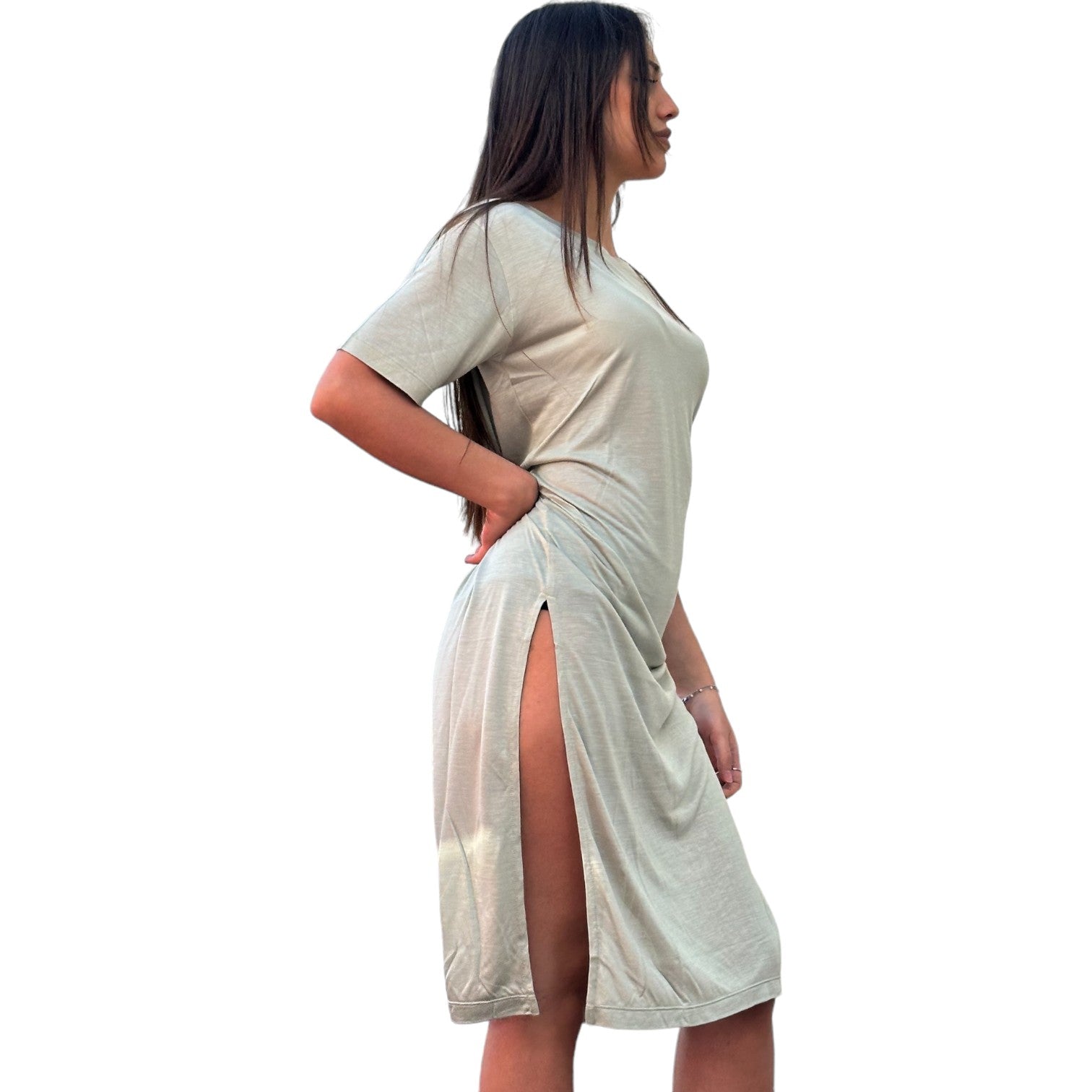 HINNOMINATE Abito Lungo In Micromodal Con Scollo a V donna