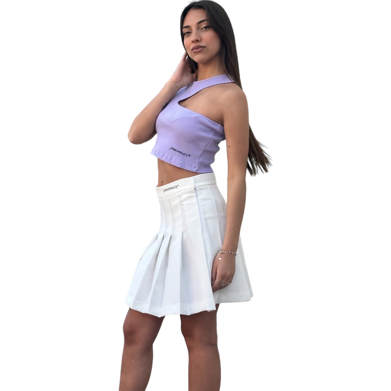 HINNOMINATE Top Asimmetrico In Costina Con Stampa Donna