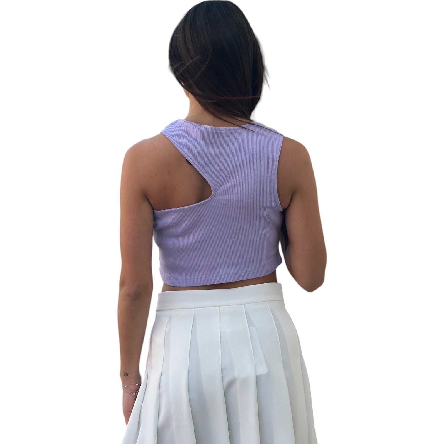 HINNOMINATE Top Asimmetrico In Costina Con Stampa Donna