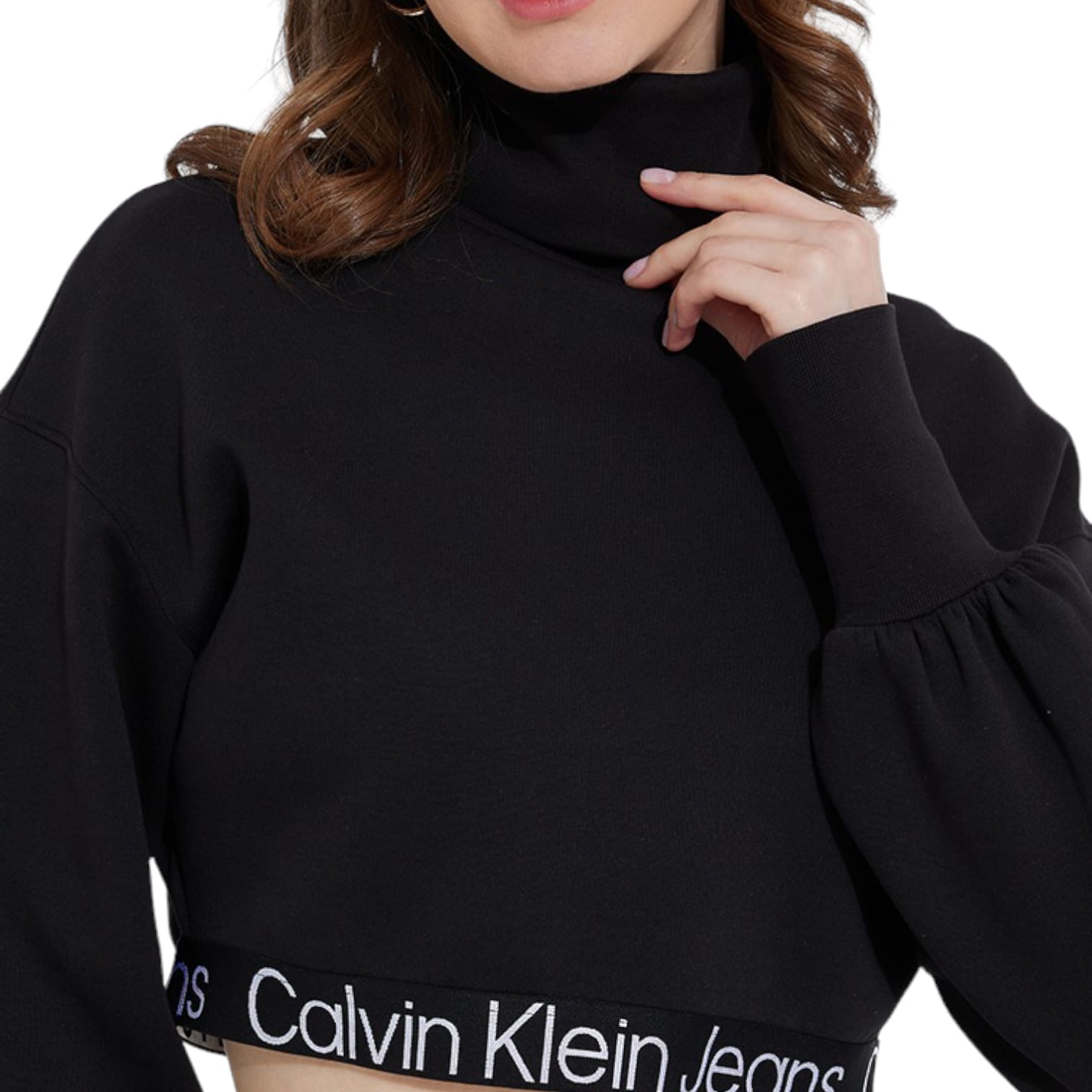 Calvin Klein Felpa Con Collo Alto e Fettuccia logata Donna