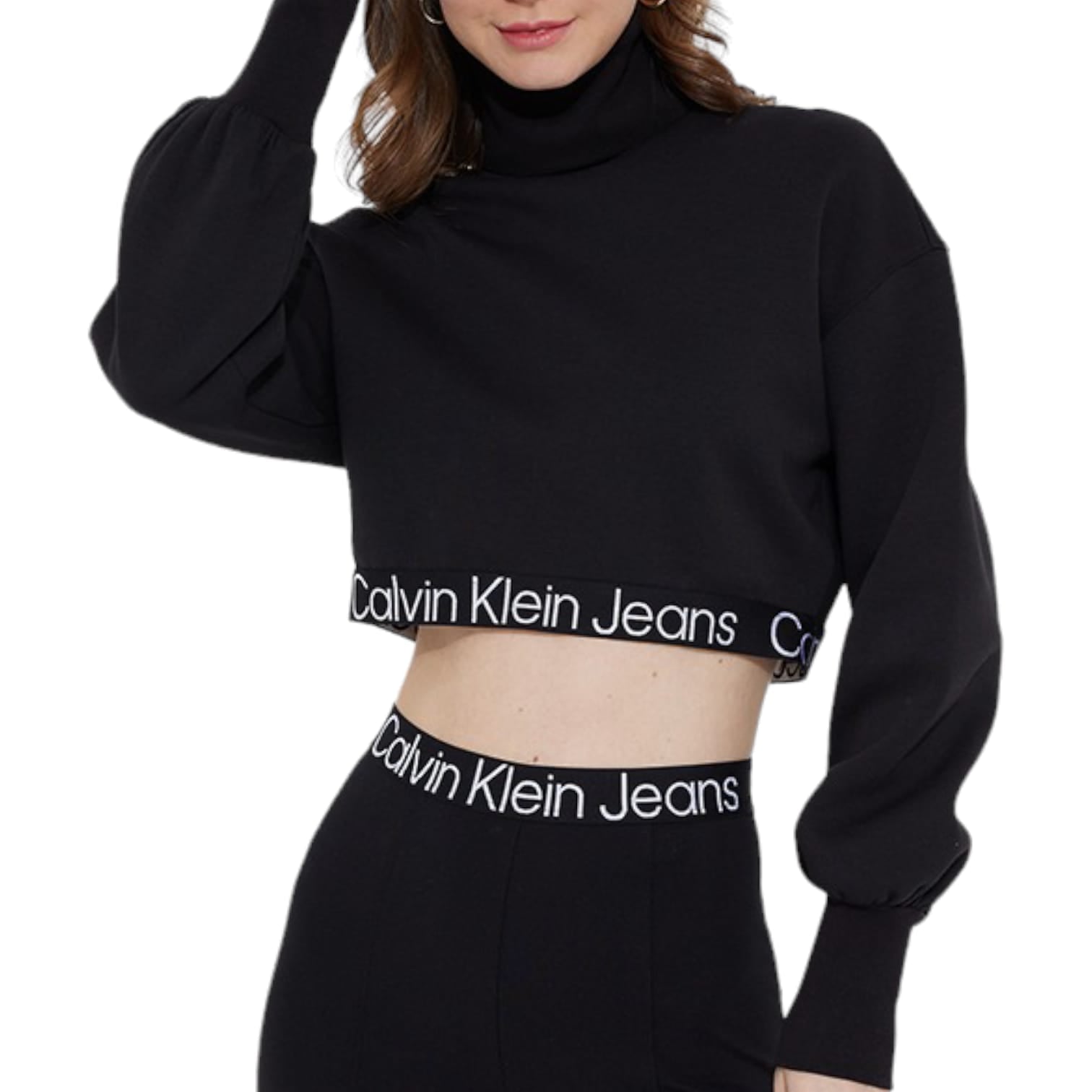 Calvin Klein Felpa Con Collo Alto e Fettuccia logata Donna
