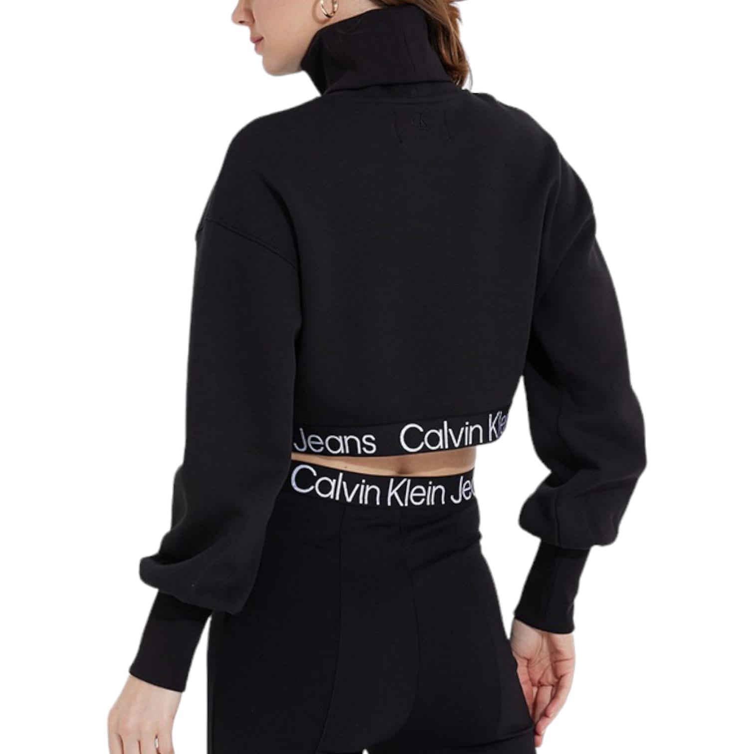 Calvin Klein Felpa Con Collo Alto e Fettuccia logata Donna